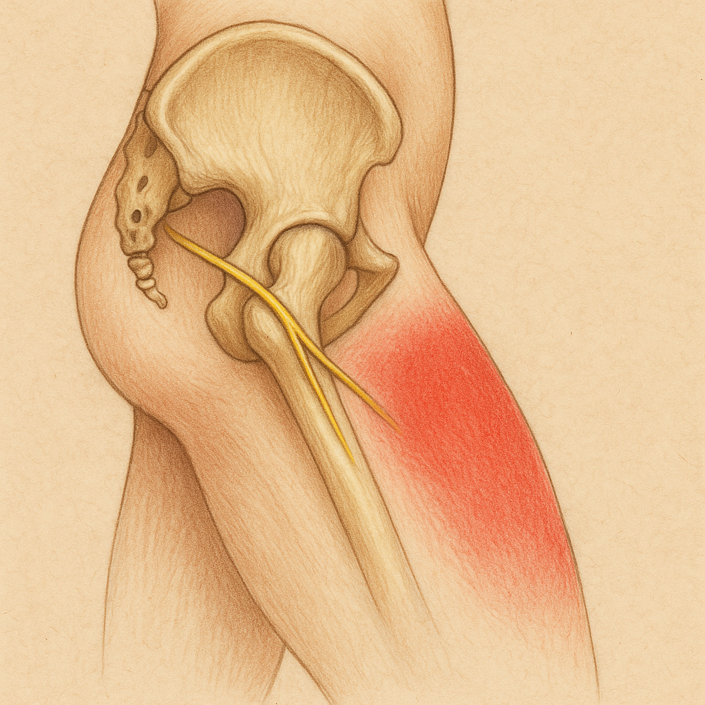 Meraljia parestetika — uyluk dış yüzünde lateral femoral kutanöz sinir sıkışması, yanma ve uyuşma
