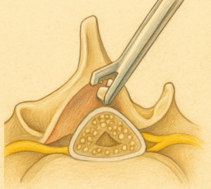 Vidasız Kanal Daralması Ameliyatını Gösteren Çizim. 