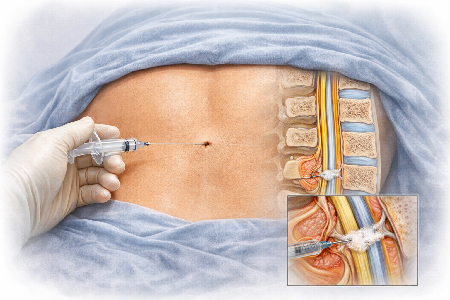 Epidural Enjeksiyon — omurga kanalına kortikosteroid uygulaması anatomik gösterim