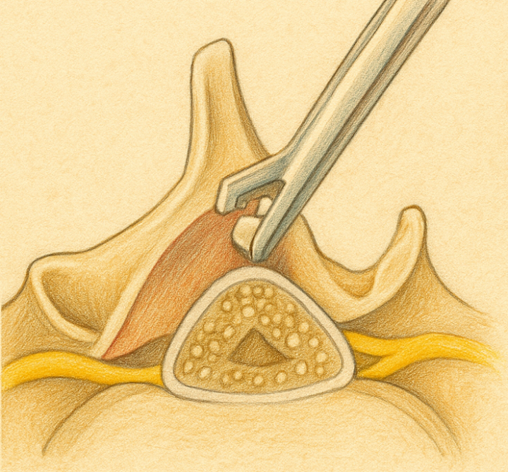 Vidasız Kanal Daralması Ameliyatını Gösteren Çizim.